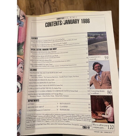 Connecticut Magazine Lot 2 Jan 1986 Feb 1985 Dining Guide History Advert… - Picture 7 of 7